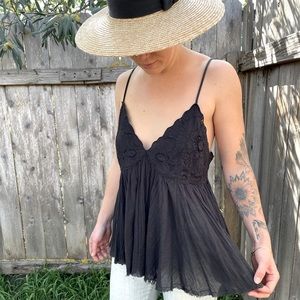 Black floral babydoll top